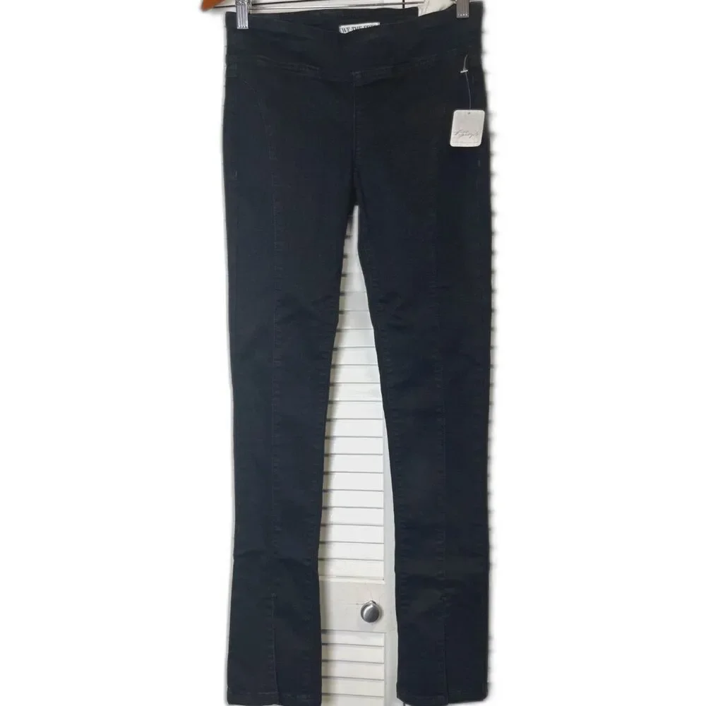 Free People We The Free Black Double Dutch PullOn Slit Skinny Jeans Size XS NWT!